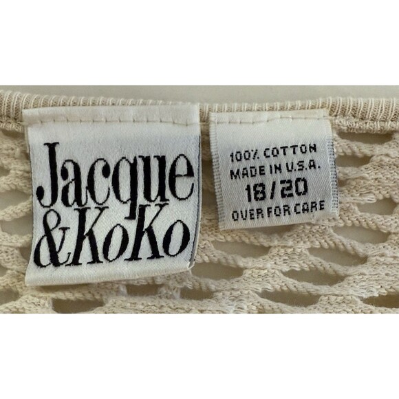 Jacque & KoKo Women’s 18/20 Plus Crochet Sweater Cream Open Knit Boho Vintage - Picture 5 of 6